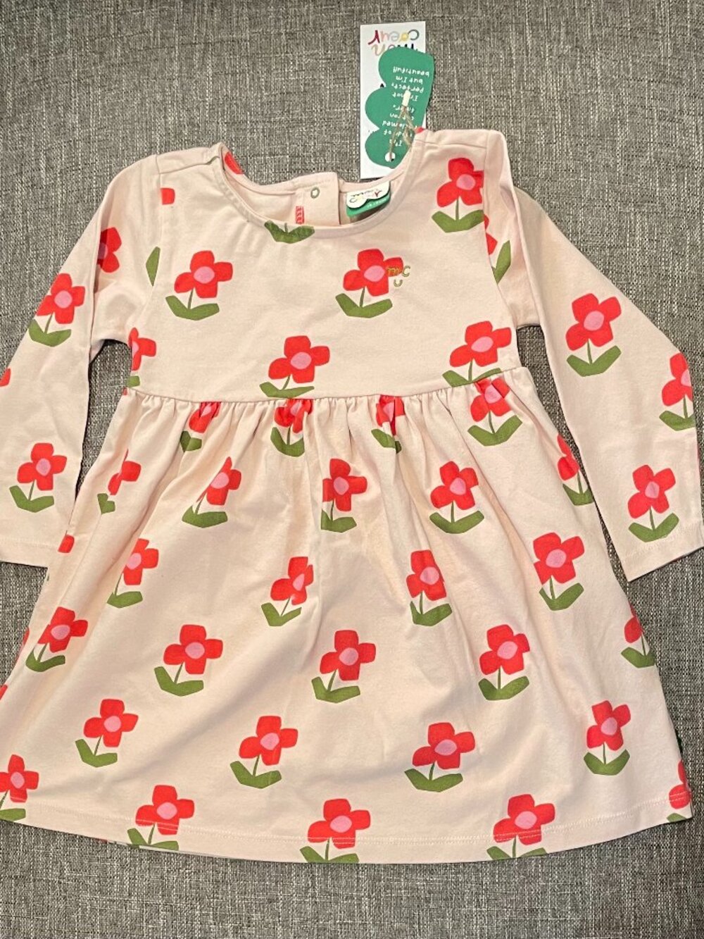 NWT! Mon Coeur Recycled Jersey Toddler Dress - Petal Pink Flowers - 18/24M
